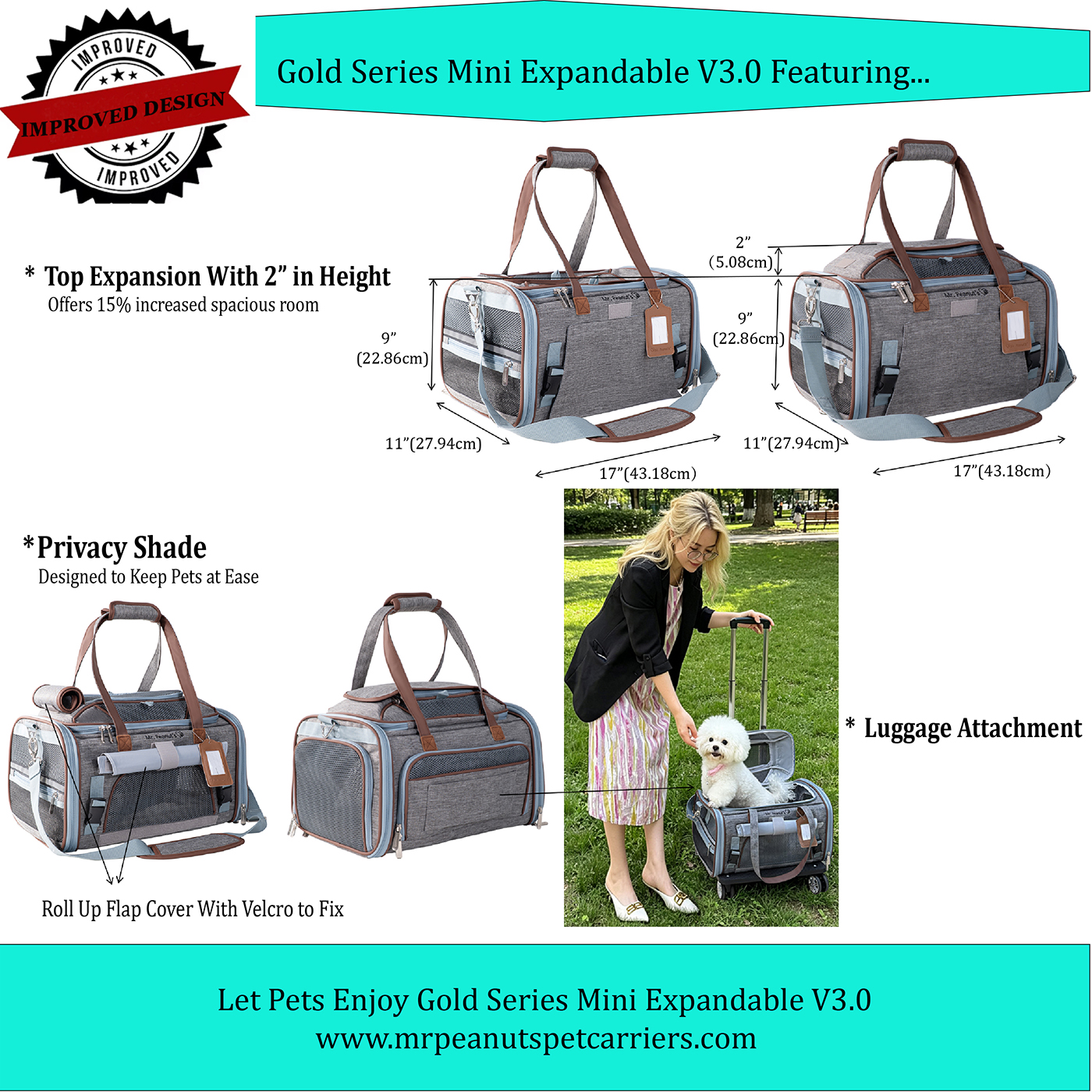Mr. Peanut's Gold Series Mini Expandable Pet Carrier V3.0