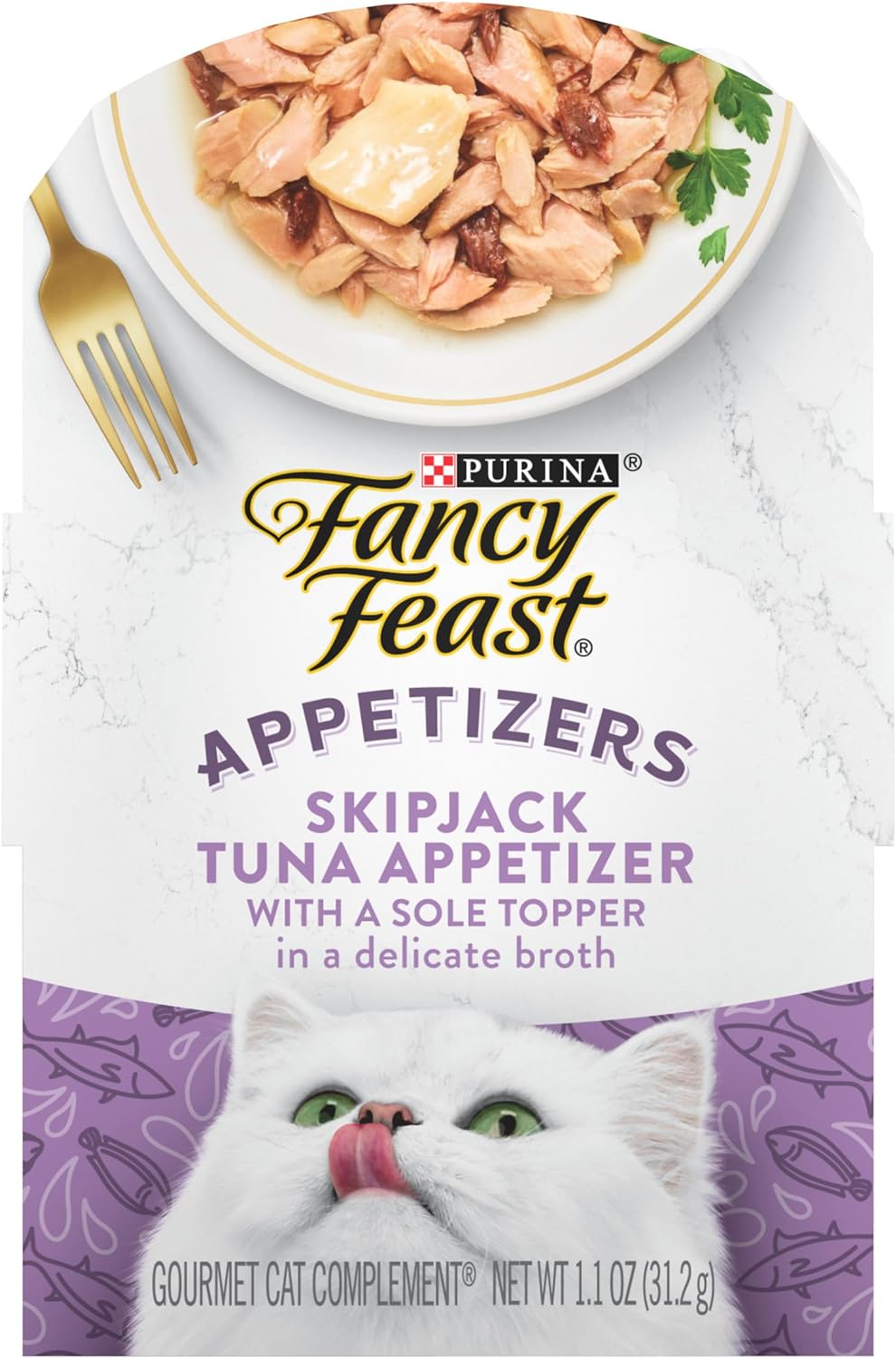 Aperitivos Fancy Feast de 1,1 oz, comida húmeda para gatos con atún listado