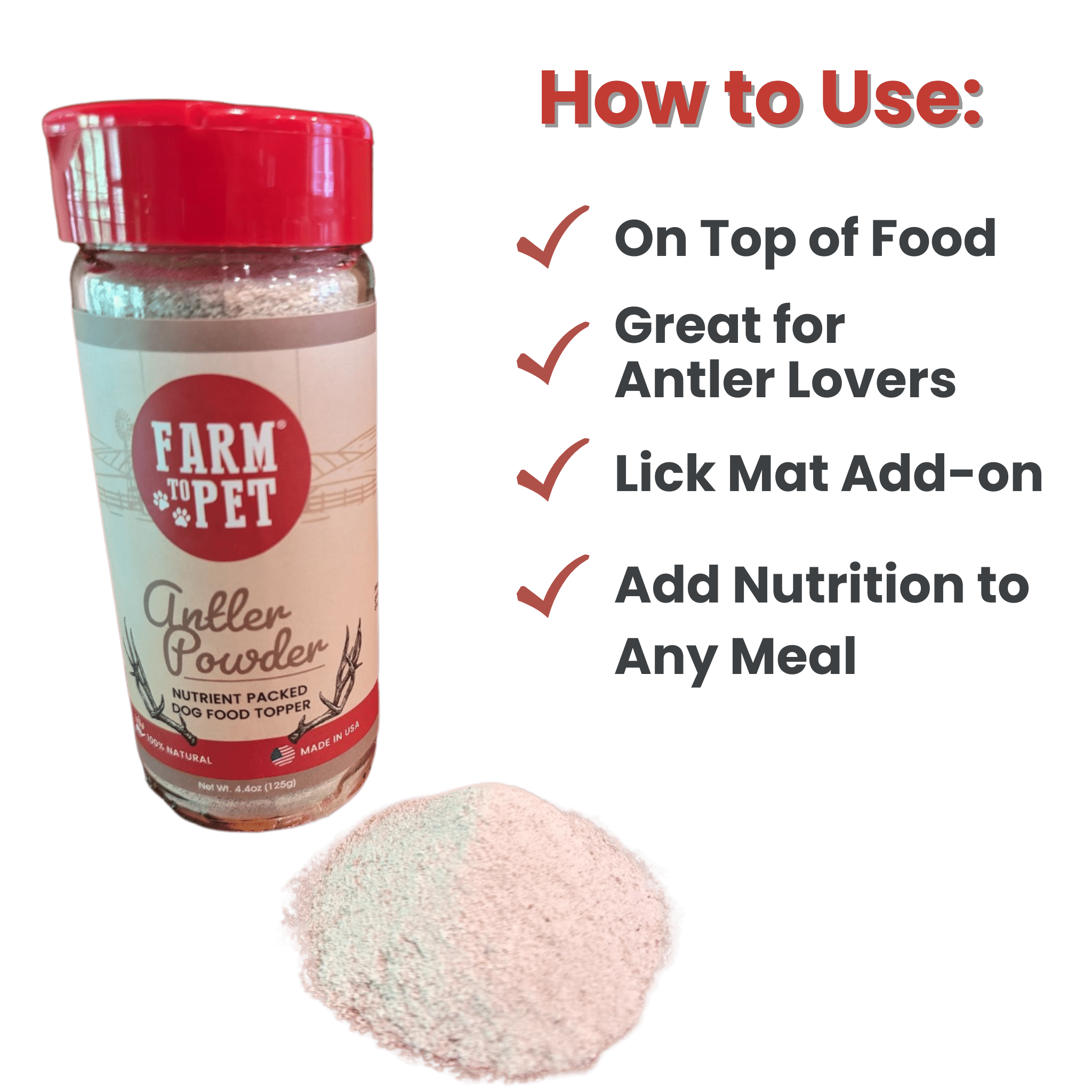 Farm To Pet Antler Powder Dog Food Topper