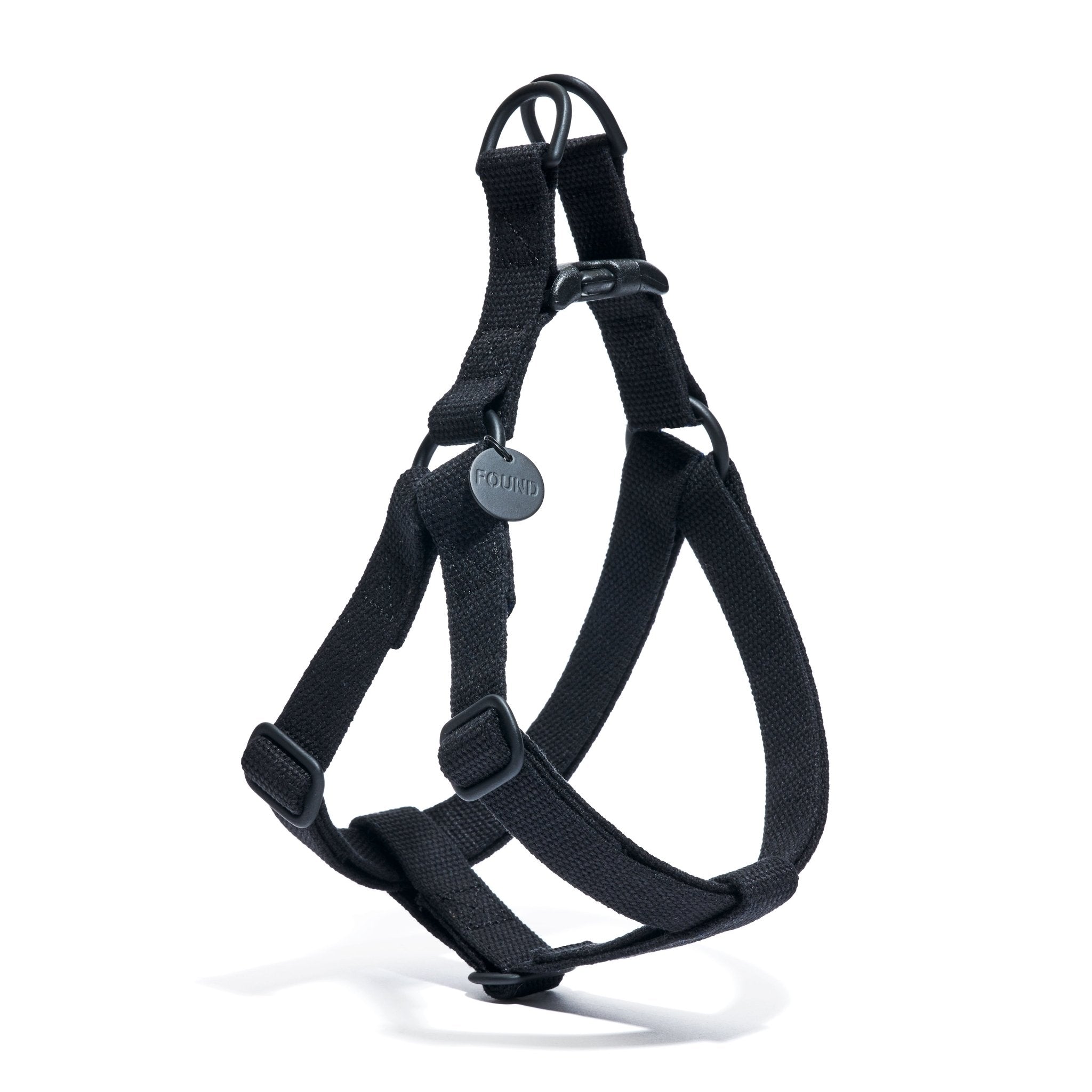 Found My Animal Black Cotton Dog & Cat Harness with Matte Black Hardware – Adjustable, Durable & Stylish