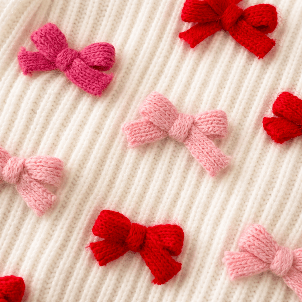 Found My Animal Bow Sweater - Red & Pink