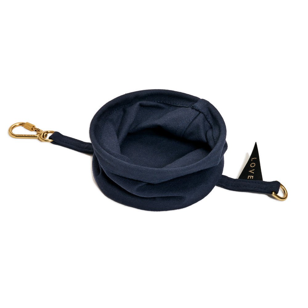 Found My Animal Midnight Cotton Canvas Collapsible Dog Water Bowl