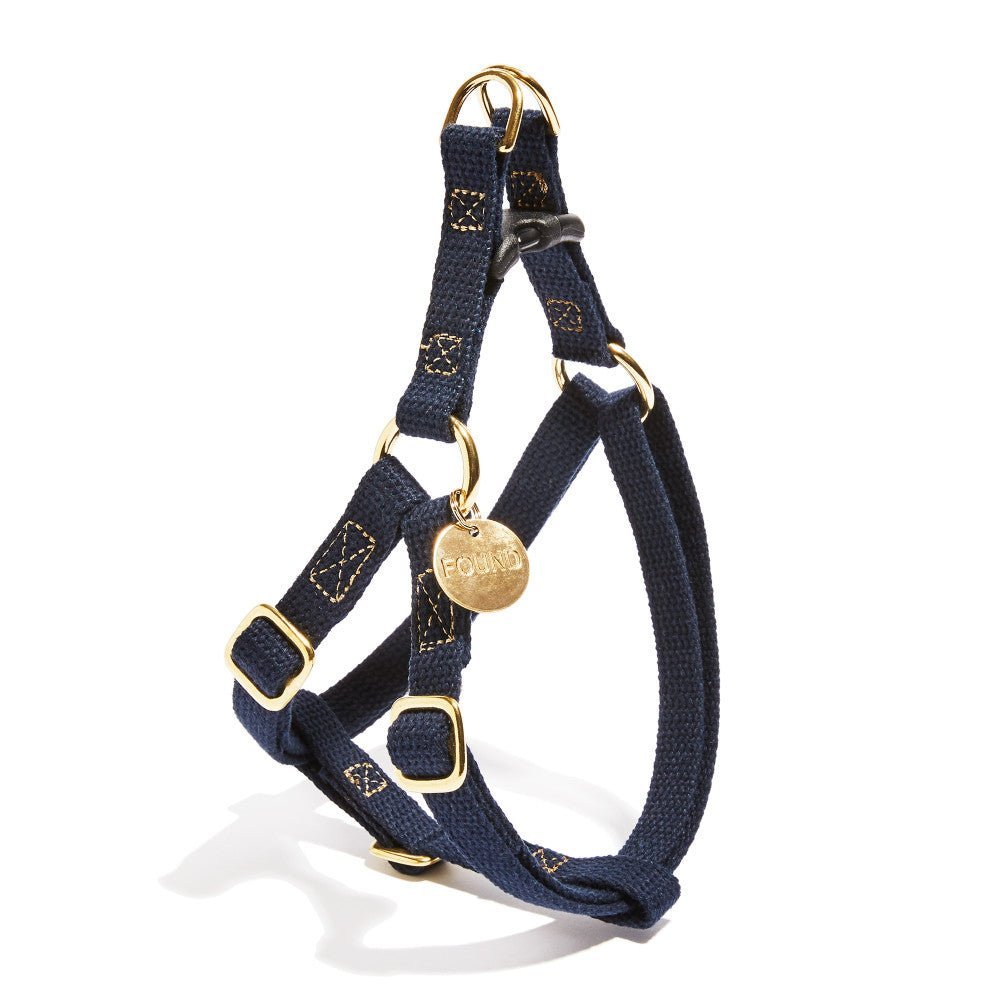 Found My Animal Navy Cotton Dog & Cat Harness – Adjustable, Durable & Stylish