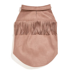 Found My Animal Tan Faux Leather Fringe Dog Jacket