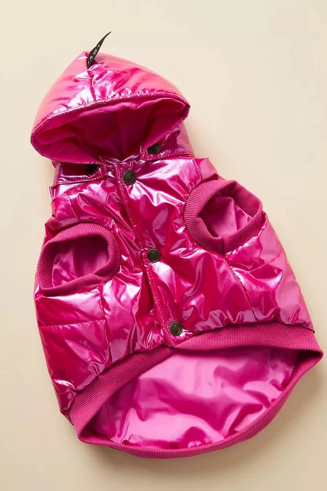 Found My Animal X Anthropologie Puffer Coat With Removable Hood, Raspberry