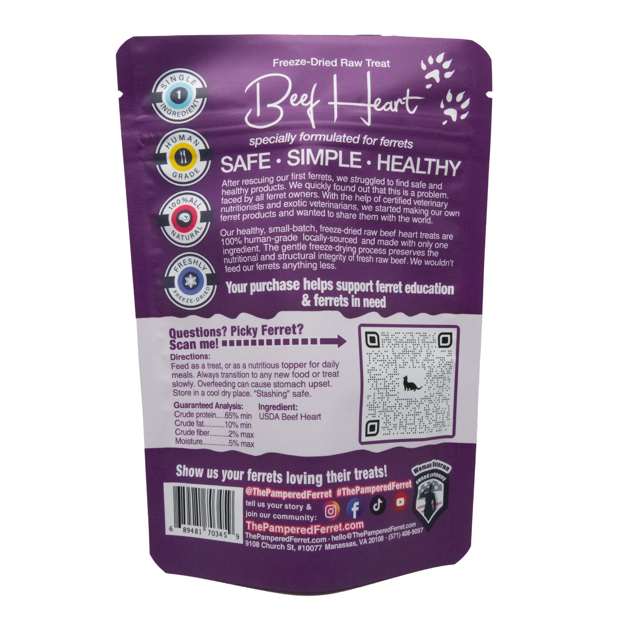 Freeze-Dried Raw Beef Heart Treat for Ferrets