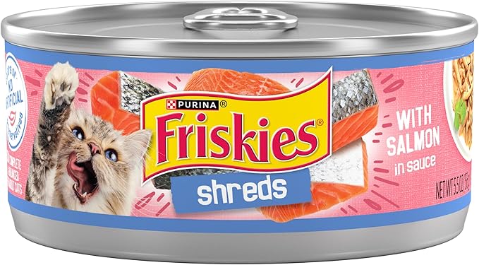 Friskies de 5.5 oz desmenuza salmón en salsa comida húmeda para gatos