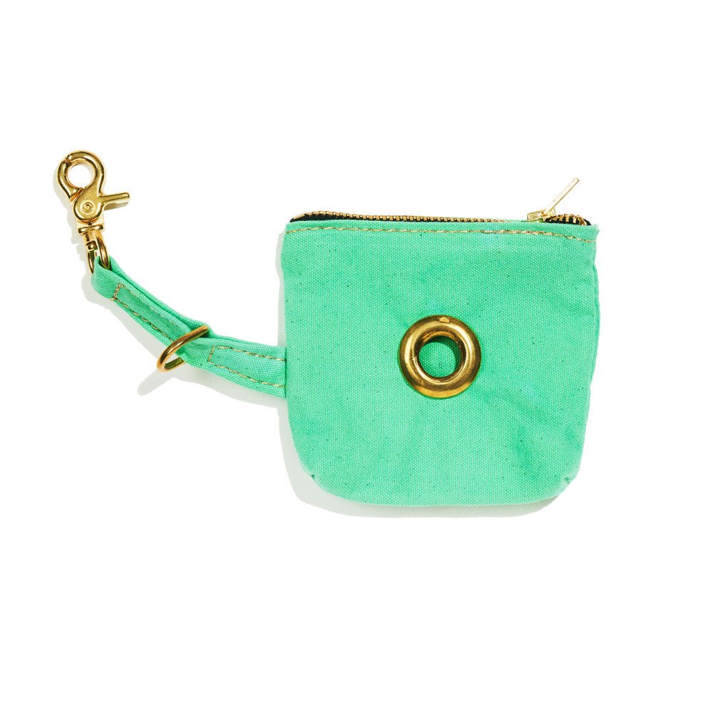 Green Waxed Cotton Canvas Poop Bag Pouch