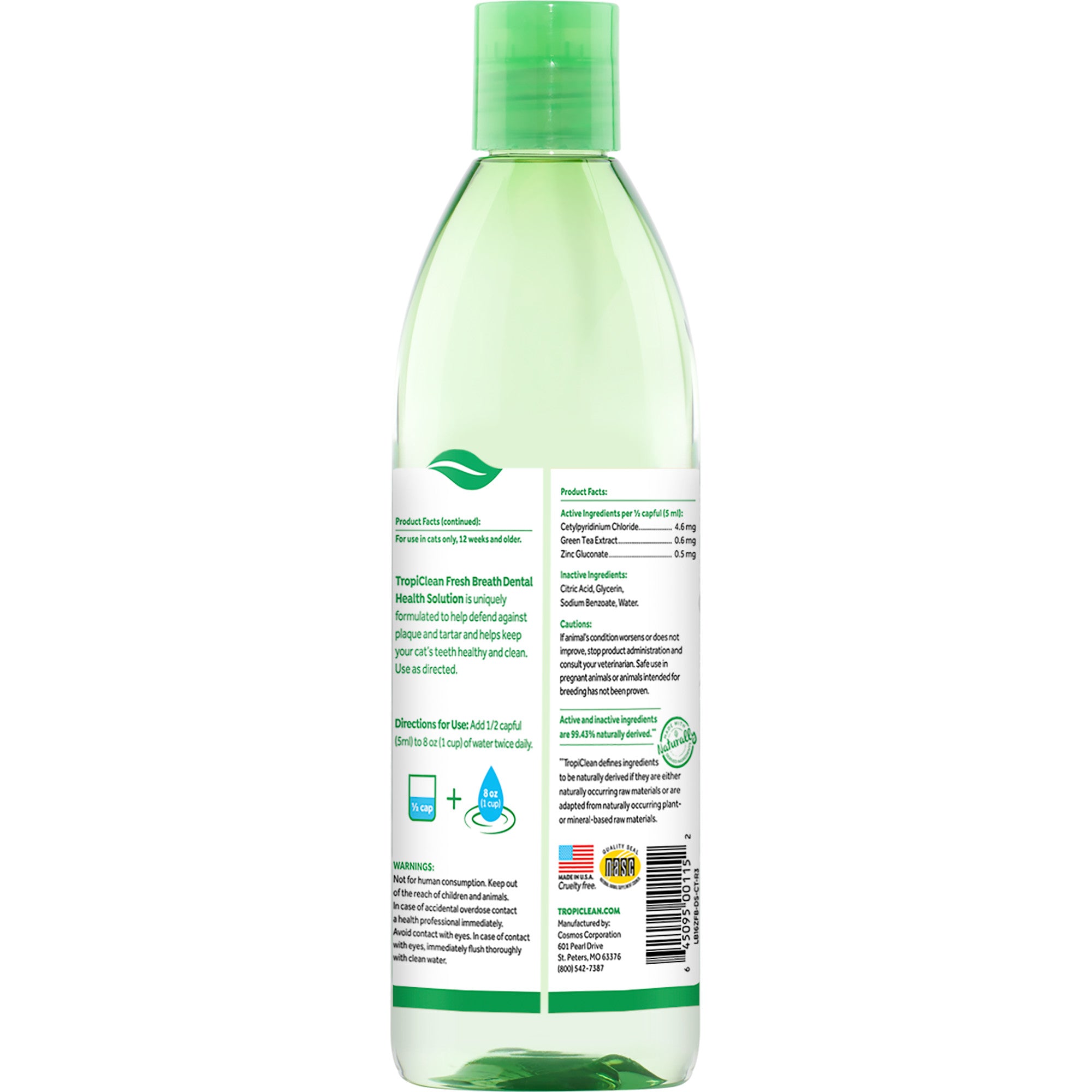 16oz Tropiclean Fresh Breath Water Additive Dental Care For Cats