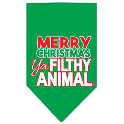 Christmas Pet and Dog Bandana Screen Printed, "Merry Christmas, Ya Filthy Animal"