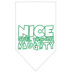 Christmas Pet and Dog Bandana Screen Printed, "Nice Until Proven Naughty"