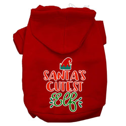 Christmas Pet Dog & Cat Hoodie Screen Printed, "Santa's Cutest Elf"