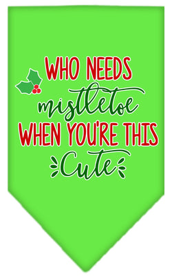 Christmas Pet and Dog Bandana Screen Printed, "Who Needs Mistletoe"