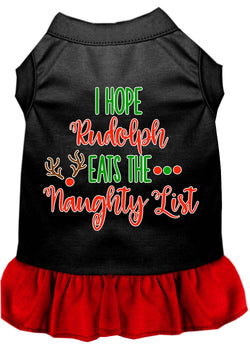 Christmas Pet Dog & Cat Dress Screen Printed, "I Hope Rudolph Eats The Naughty List"