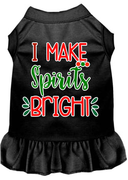 Christmas Pet Dog & Cat Dress Screen Printed, "I Make Spirits Bright"