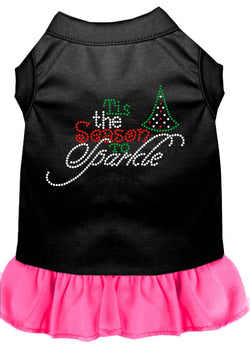 Christmas Pet Dog & Cat Dress Rhinestone, "Tis The Season To Sparkle"