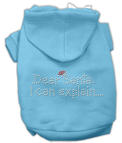 Christmas Pet Dog & Cat Hoodie Rhinestone, "Dear Santa, I Can Explain"