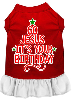 Christmas Pet Dog & Cat Dress Screen Printed, "Go Jesus, It's Your Birthday"