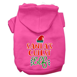 Christmas Pet Dog & Cat Hoodie Screen Printed, "Santa's Cutest Elf"