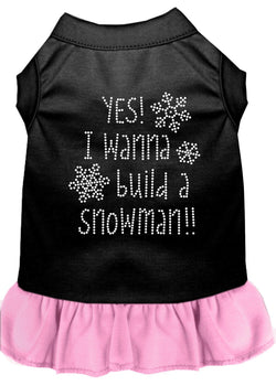 Christmas Pet Dog & Cat Dress Rhinestone, "Yes! I Want To Build A Snowman"