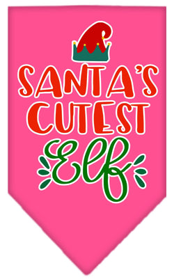 Christmas Pet and Dog Bandana Screen Printed, "Santa's Cutest Elf"