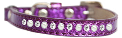 Cat Safety Ice Cream Collar, "One Row Pearl & Clear Crystal"