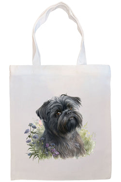 Canvas Tote Bag, Zippered With Handles & Inner Pocket, "Affenpinscher"