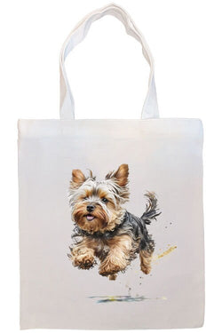 Canvas Tote Bag, Zippered With Handles & Inner Pocket, "Yorkie"