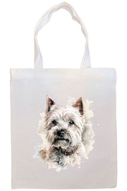 Canvas Tote Bag, Zippered With Handles & Inner Pocket, "Westie"