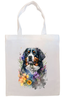 Canvas Tote Bag, Zippered With Handles & Inner Pocket, "Bernese Mountain Dog"