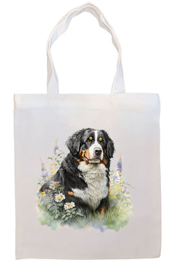 Canvas Tote Bag, Zippered With Handles & Inner Pocket, "Bernese Mountain Dog"