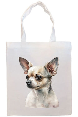 Canvas Tote Bag, Zippered With Handles & Inner Pocket, "Chihuahua"