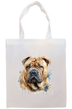 Canvas Tote Bag, Zippered With Handles & Inner Pocket, "Shar-Pei"