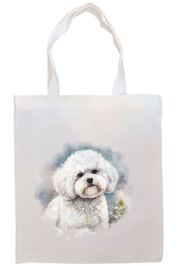 Canvas Tote Bag, Zippered With Handles & Inner Pocket, "Bichon Frise"