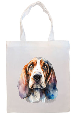 Canvas Tote Bag, Zippered With Handles & Inner Pocket, "Basset Hound"