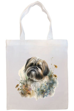 Canvas Tote Bag, Zippered With Handles & Inner Pocket, "Shih Tzu"