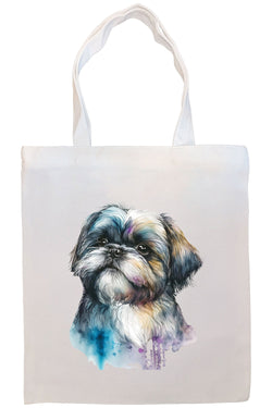 Canvas Tote Bag, Zippered With Handles & Inner Pocket, "Shih Tzu"