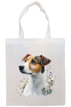 Canvas Tote Bag, Zippered With Handles & Inner Pocket, "Jack Russell Terrier"