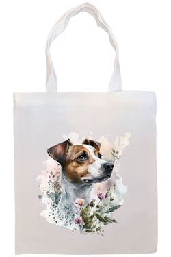 Canvas Tote Bag, Zippered With Handles & Inner Pocket, "Jack Russell Terrier"