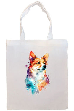 Canvas Tote Bag, Zippered With Handles & Inner Pocket, "Corgi"