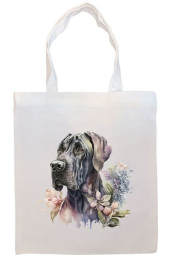 Canvas Tote Bag, Zippered With Handles & Inner Pocket, "Great Dane"