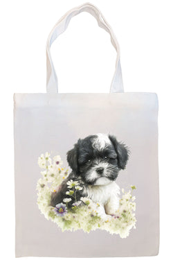 Canvas Tote Bag, Zippered With Handles & Inner Pocket, "Havanese"