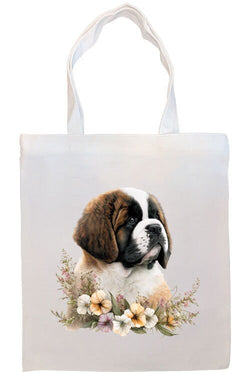 Canvas Tote Bag, Zippered With Handles & Inner Pocket, St. Bernard"