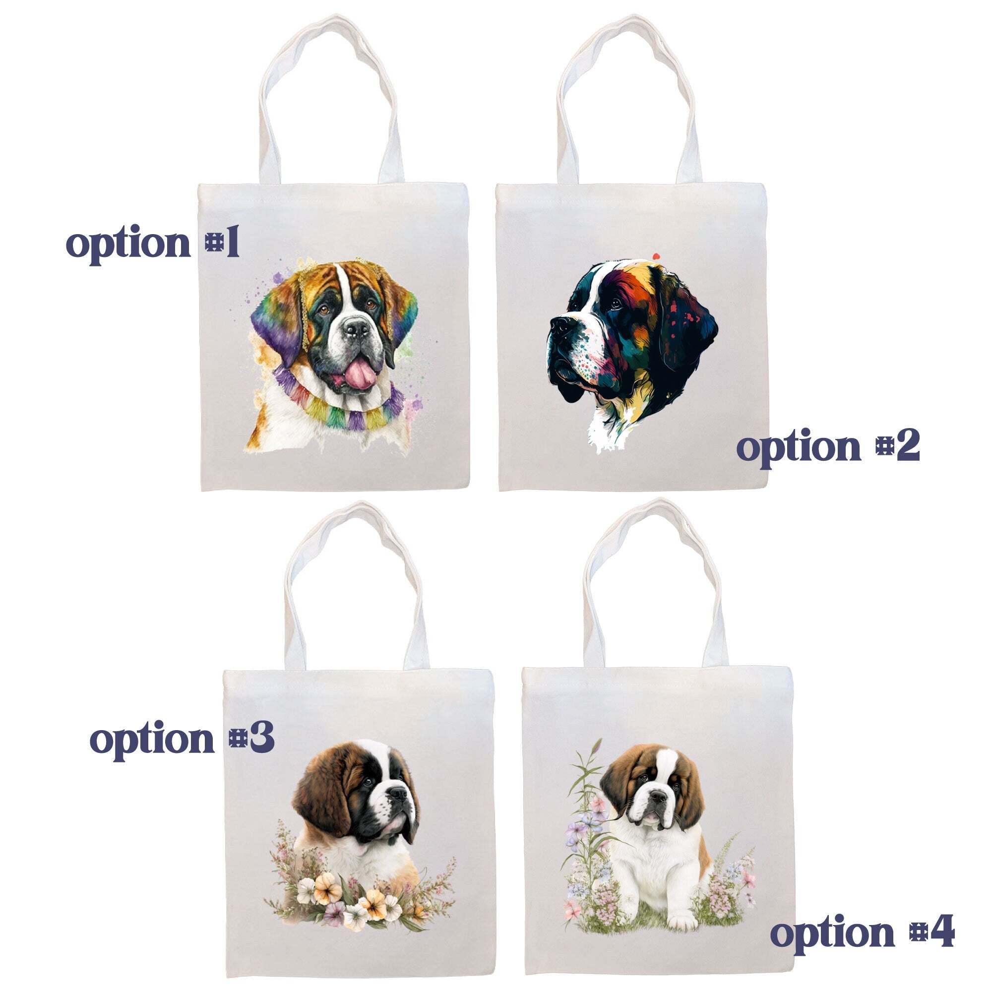 Canvas Tote Bag, Zippered With Handles & Inner Pocket, St. Bernard