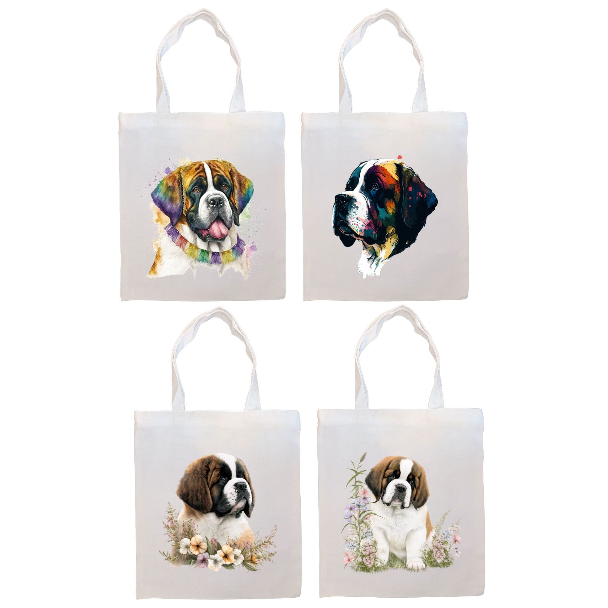 Canvas Tote Bag, Zippered With Handles & Inner Pocket, St. Bernard