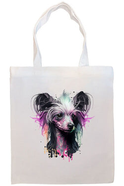 Canvas Tote Bag, Zippered With Handles & Inner Pocket, "Chinese Crested"