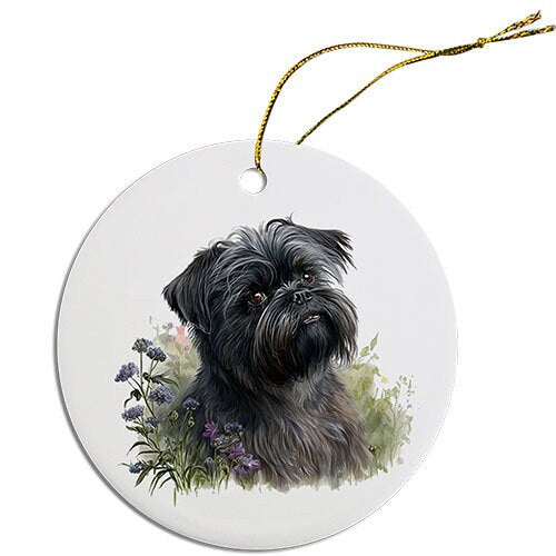 Dog Breed Specific Round Christmas Ornament, 