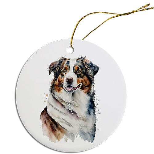 Dog Breed Specific Round Christmas Ornament, 