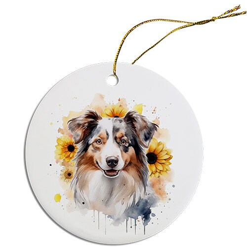 Dog Breed Specific Round Christmas Ornament, 