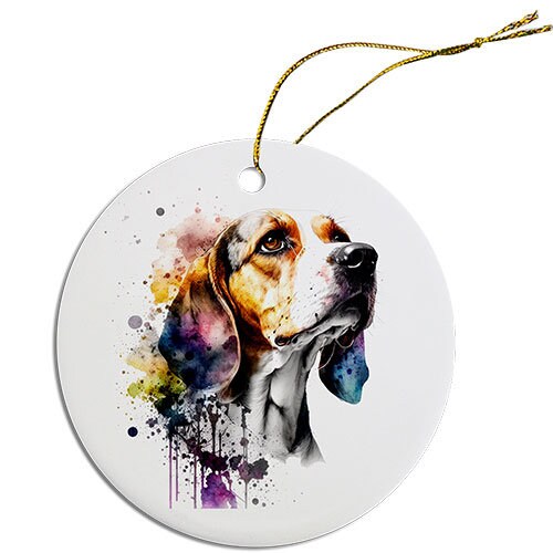 Dog Breed Specific Round Christmas Ornament, 